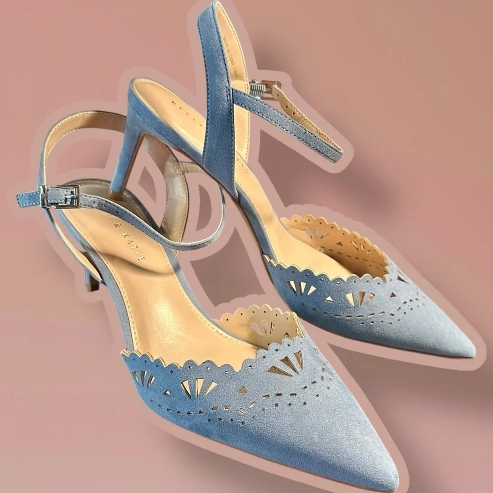 NWOT Kelly & Katie ‘Zabell’ Geometric Cutout Ankle Strap Pumps in Blue Size 11